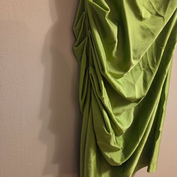 Lime Green Ruched mini dress - Picture 2 of 2